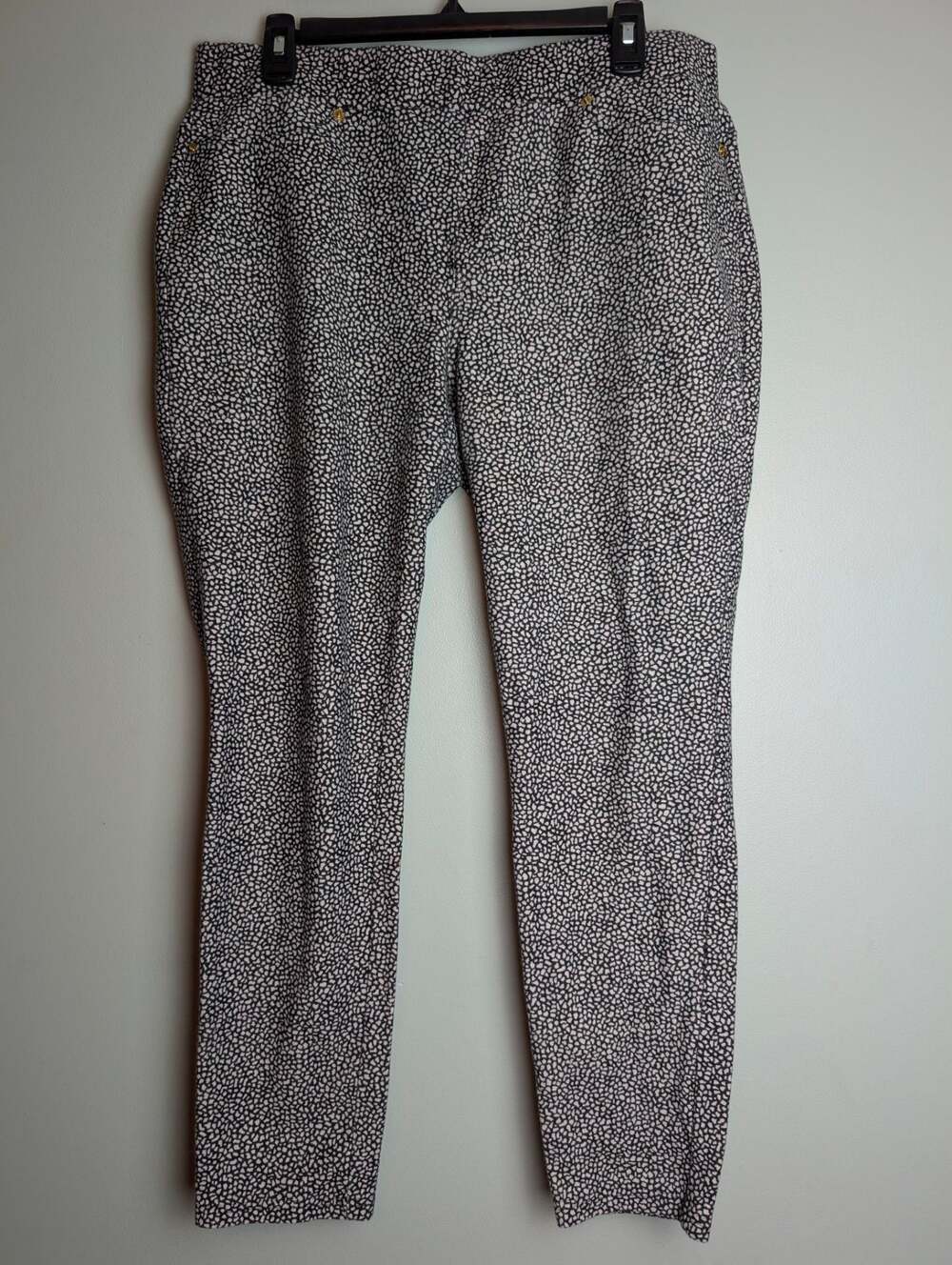 Michael Kors Black White Pull On Pants Women's Size XL Jeggings Stretch Knit